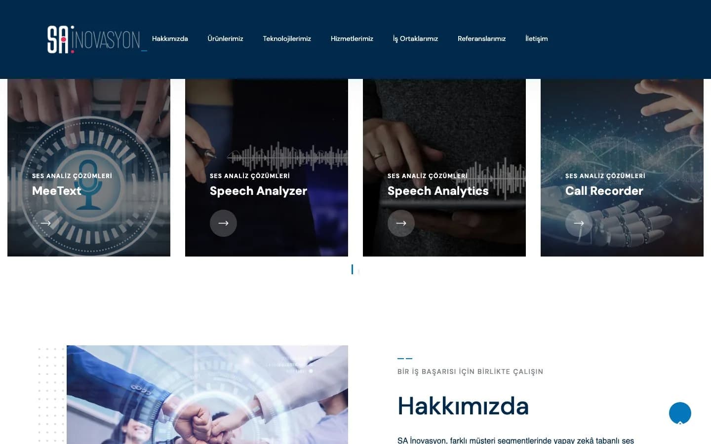Sa İnovasyon Yapay Zekâ Web Sitesi – çalışmadan genel görünüm