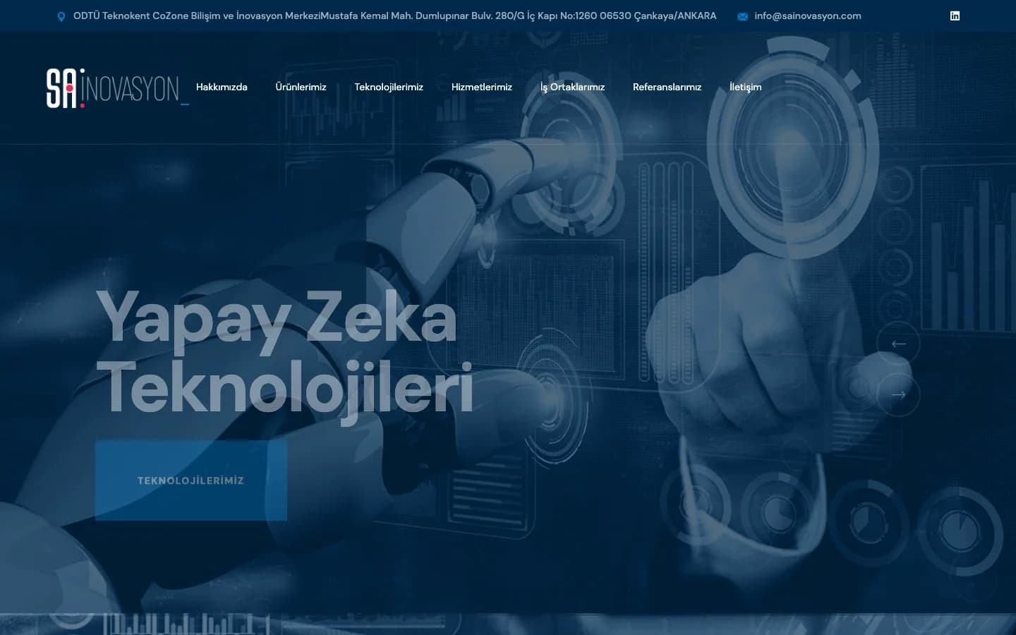 Sa İnovasyon Yapay Zekâ Web Sitesi – proje görseli