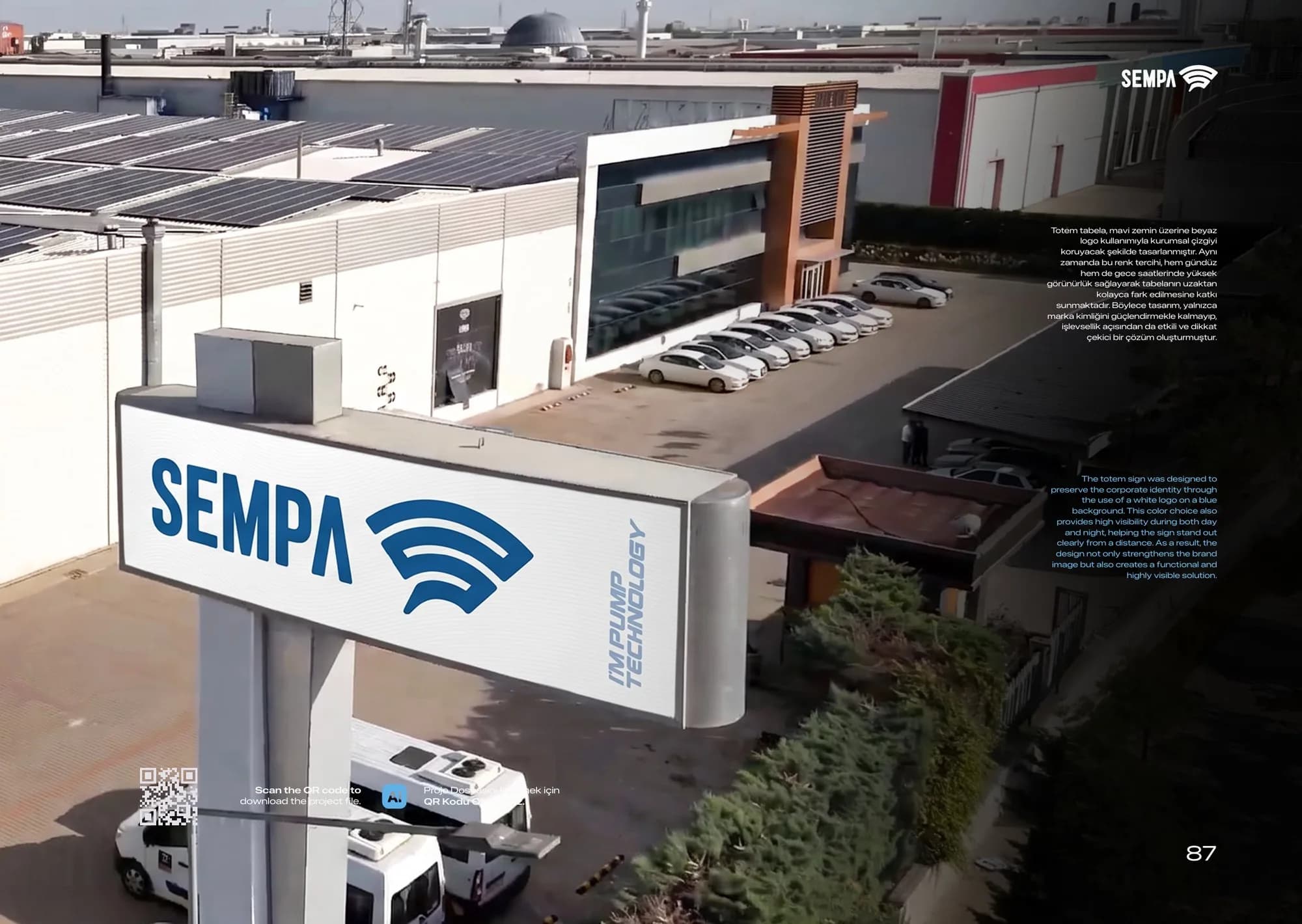 Sempa Pompa Konya fabrikası önünde totem tabela tasarımı