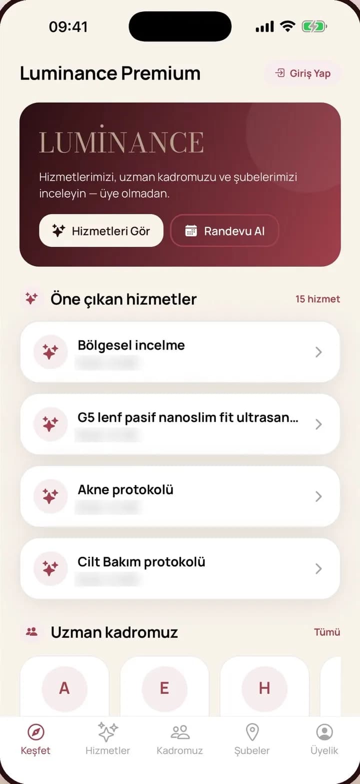 Luminance Premium Mobil Uygulama (iOS) – mobil vitrin karesi
