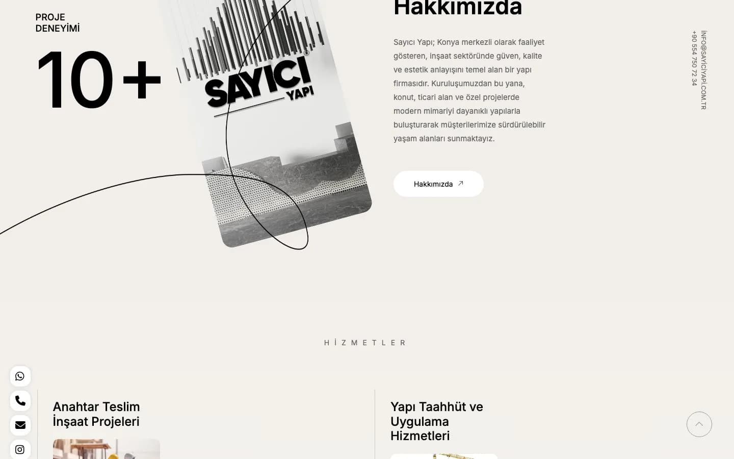 Sayıcı Yapı İnşaat Web Sitesi Tasarımı – çalışmadan genel görünüm