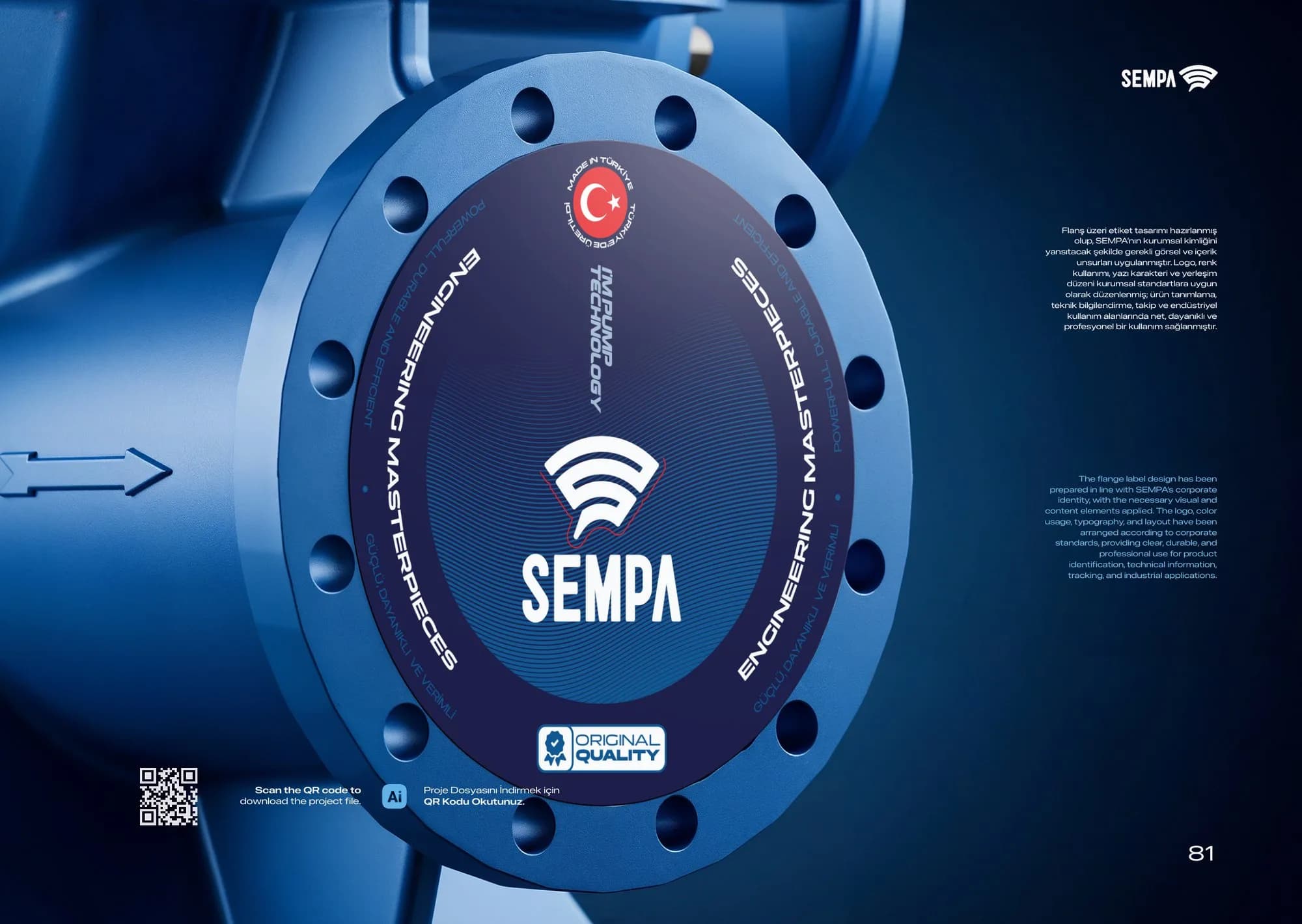 Sempa Pompa pompa flanşı üzerinde kurumsal etiket tasarımı