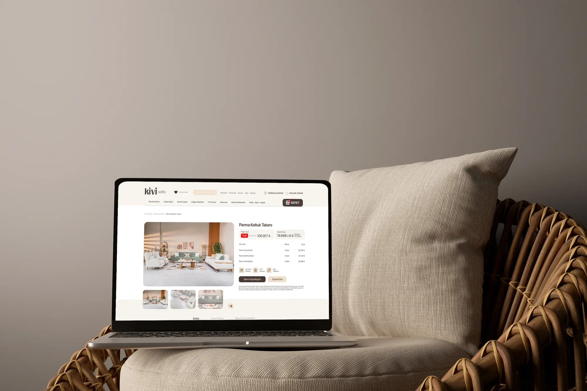 Kivi Sofa Web Sitesi, SEO ve Sosyal Medya – proje görseli