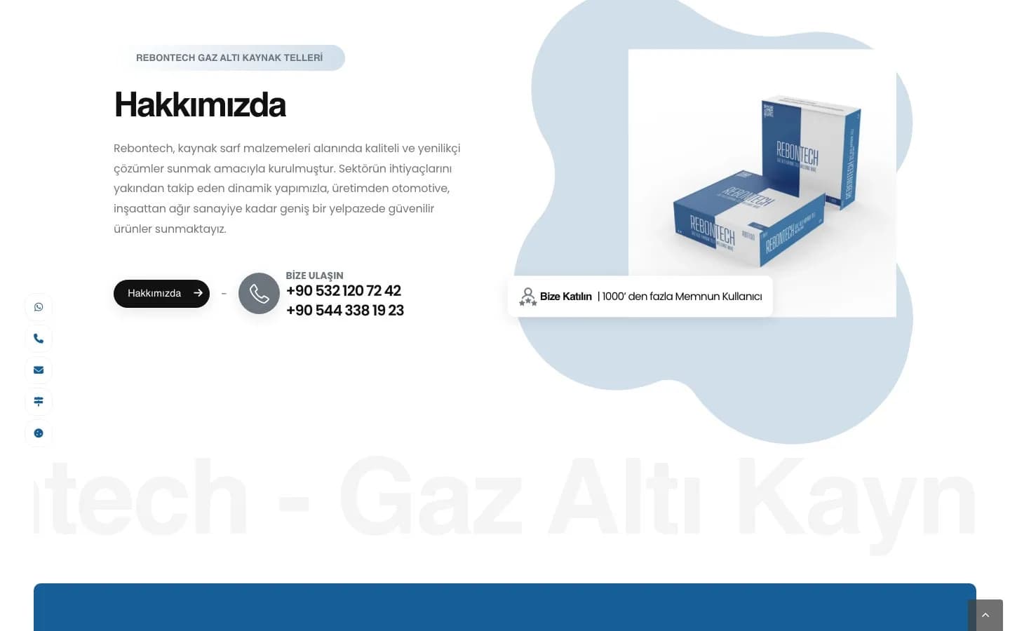 Rebontech Kaynak Teli Web Sitesi – çalışmadan genel görünüm