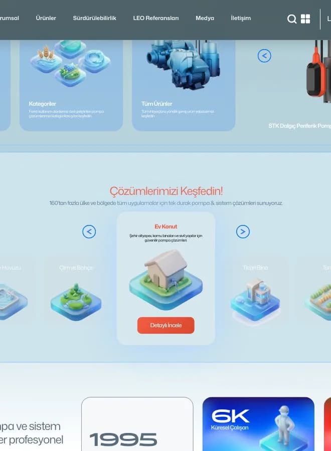 Leo Türkiye Pompa Web Sitesi Tasarımı – çalışmadan detay görseli