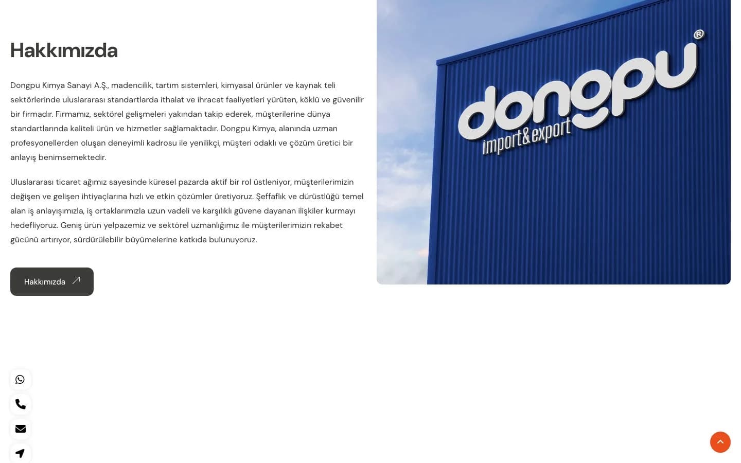 Dongpu Import Export Web Sitesi Tasarımı – çalışmadan genel görünüm