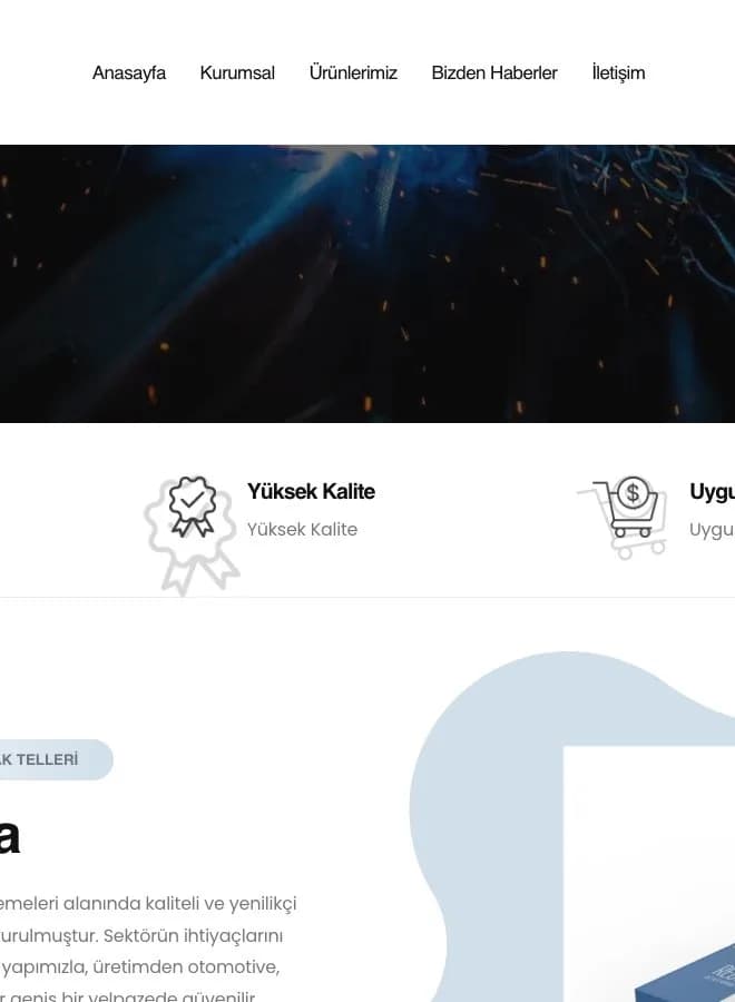 Rebontech Kaynak Teli Web Sitesi – çalışmadan detay görseli